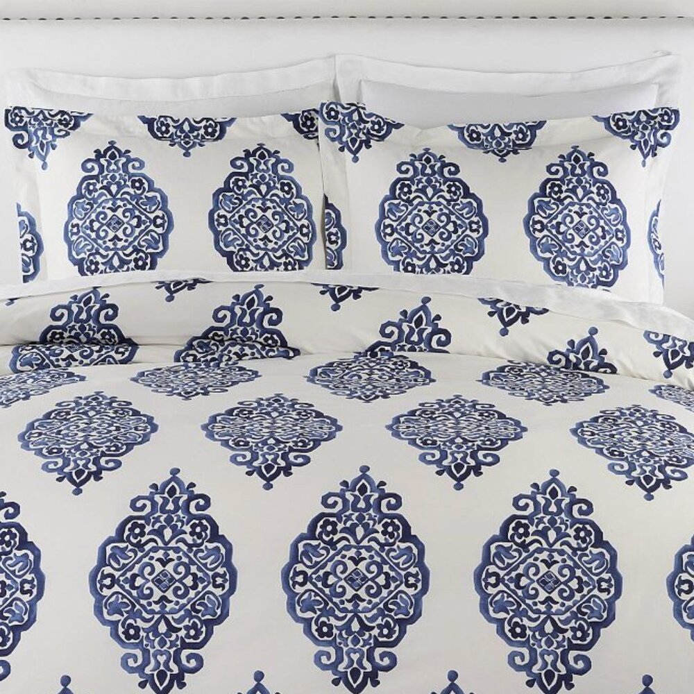 Pottery Barn Asher Medallion Percale Duvet Cover
